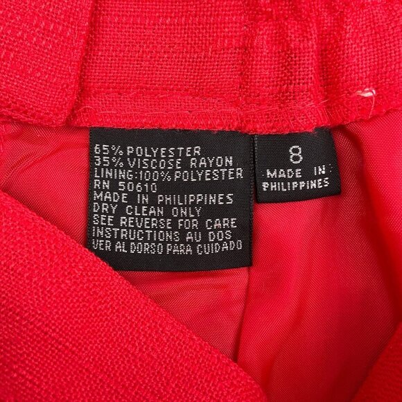 Kasper ASL Skirt Suit Women 8 Red‎ Double Breasted Woven Career Classic VTG - Picture 11 of 15